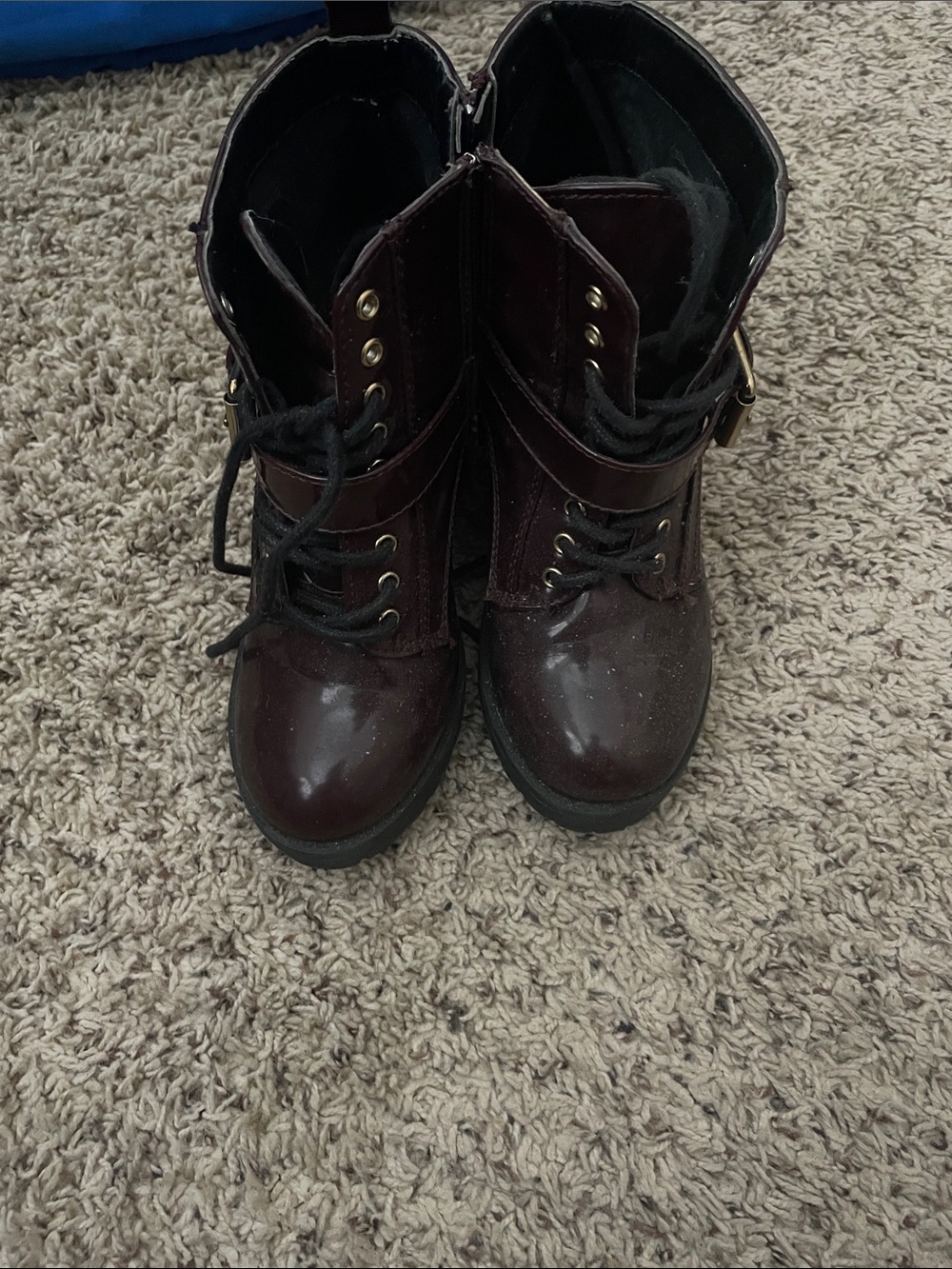 Mudd Lace Up Combat Boots in Deep Burgundy